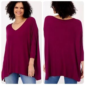 Laurie Felt Los Angeles Fuse Modal‎ Oversized Ribbed Knit Pullover Top XS/S